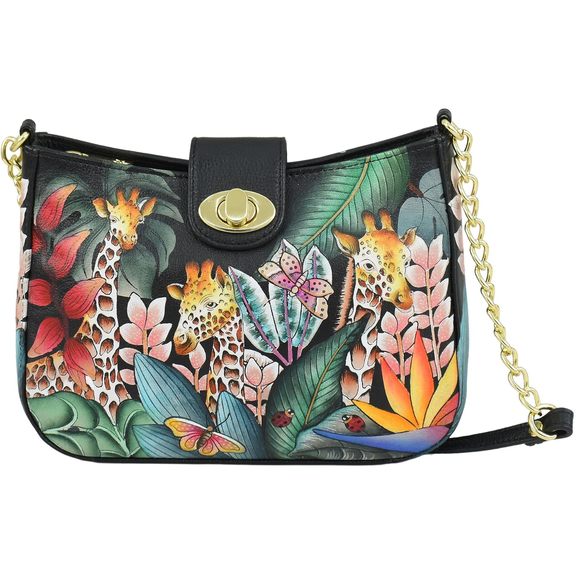 Orinal Hand-Painted Leather Small Crossbody-Jungle Safari xD